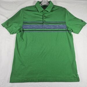 Under Armour Golf Shirt Men Large Loose Fit Green Heat Gear Short Sleeve